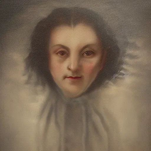Prompt: the gray weaving evil - nature portrait in the style of a 1 9 th century oil painting