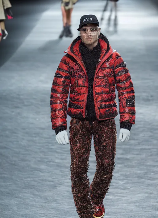 Prompt: hyperrealistic and heavy detailed moncler runway show of walmart, leica sl 2 5 0 mm, vivid color, high quality, high textured, real life