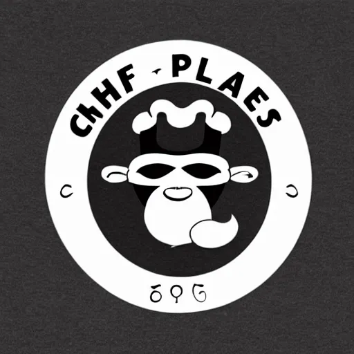 Image similar to chef platypus, logo style, black and white