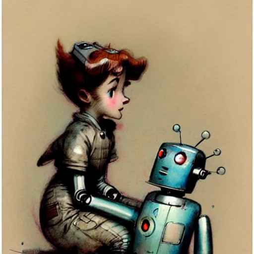 Image similar to ( ( ( ( ( 1 9 5 0 s robot girl. muted colors. ) ) ) ) ) by jean - baptiste monge