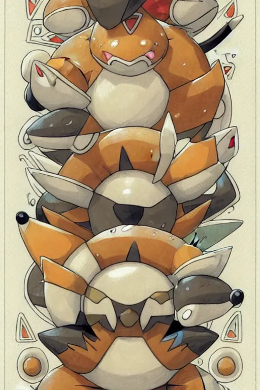 Image similar to design, symmetry, fastfood pokemon, borders, lines, decorations, muted colors, by jean - baptiste monge