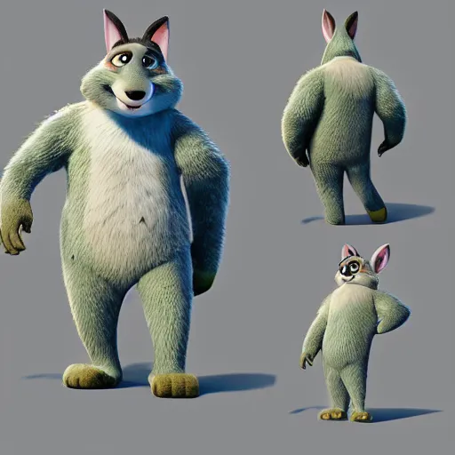 Prompt: a new character for Zootopia, 3d render, cute