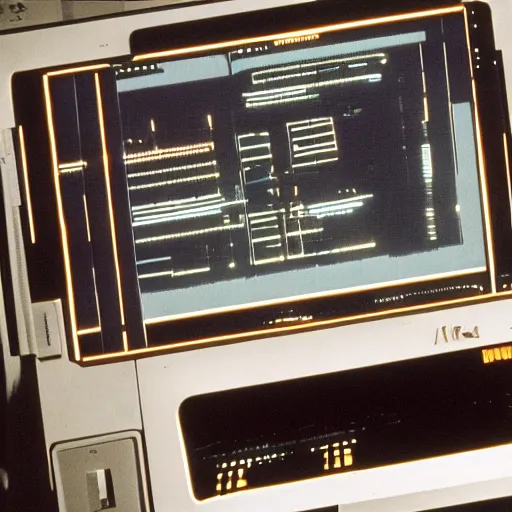 Prompt: computer display from the movie alien 1 9 7 9