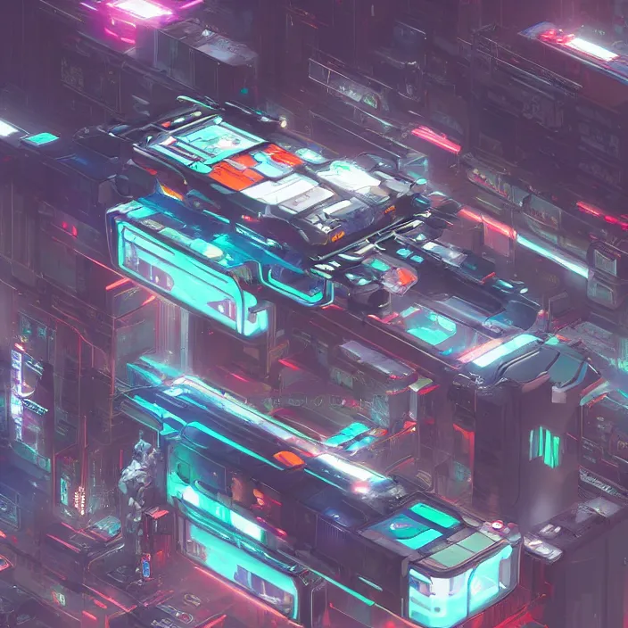 Image similar to a futuristic hovering, cyberpunk modular vehicle in cyberpunk city, cyberpunk futuristic digital art concept