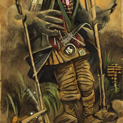 Prompt: witchdoctor in a wwi trench