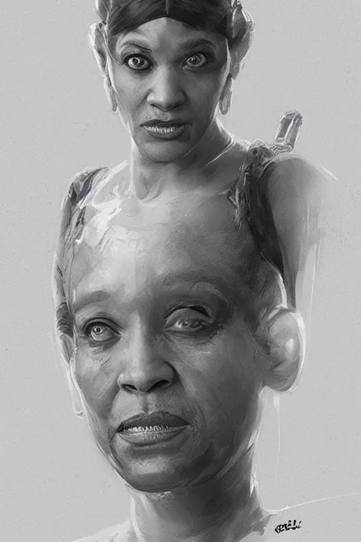 Image similar to candid portrait of will smith as princess leia by greg rutkowski