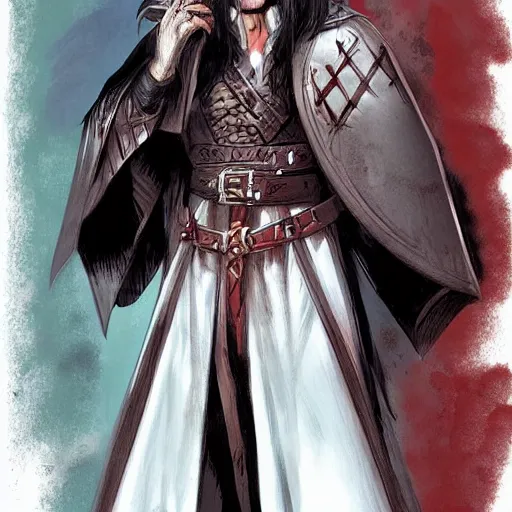 Image similar to a portrait of Vlad III as drawn by Stjepan Sejic, warm tones humor