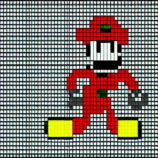 Image similar to a psychologically scary super mario, pixel art style