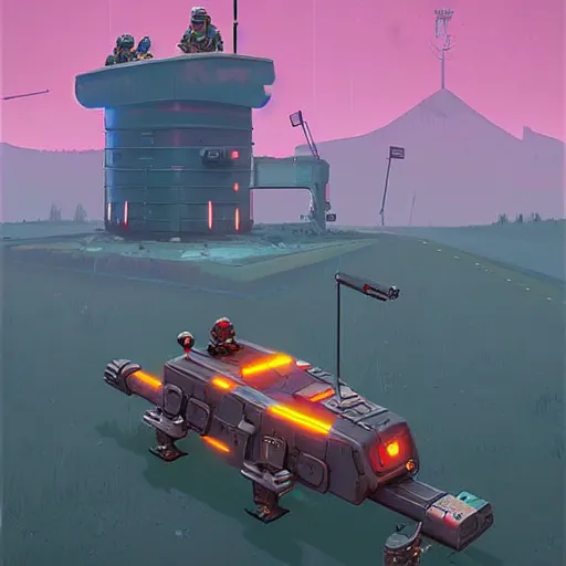 Image similar to a heavily armed battlebot, extremely detailed digital art by simon stalenhag