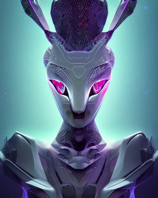 Image similar to 3 d render of dark ethereal robot fox queen with profile picture by luis toledo and alex grey and beeple, neosurrealism. digital art, pixel art, concept art, octane render, trending on cgsociety, trending on artstation