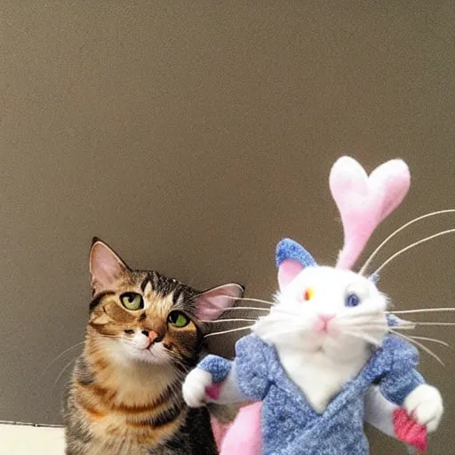 Prompt: a selfie of a cat and a mouse, bffs