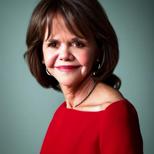 Image similar to dslr portrait still of sally field wearing a beautiful red dress, 8 k 8 5 mm f 1. 4