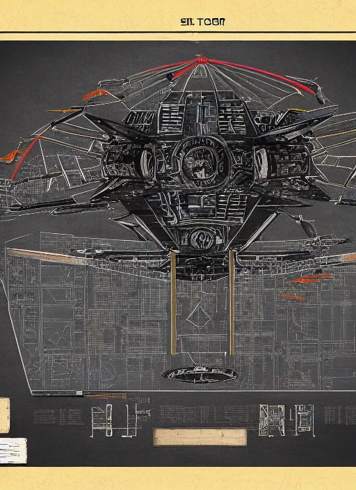 Prompt: detailed map of a tie fighter, detailed, cartography, technical drawing, blueprints, detailed, descriptive, directions, pictographs