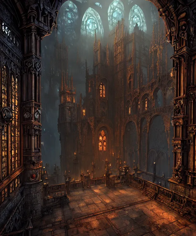 Image similar to steam necropolis, memento mori, gothic, neo - gothic, art nouveau, hyperdetailed copper patina medieval icon, stefan morrell, philippe druillet, ralph mcquarrie, concept art, steampunk, unreal engine, detailed intricate environment, octane render, moody atmospherics, volumetric lighting, ultrasharp, ominous, otherworldly