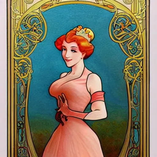 Image similar to beautiful art nouveau painting of princess - peach!!!!!!!!! princess - peach!!!!!!!!!