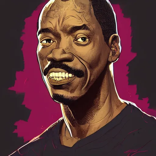 Prompt: a study of cell shaded portrait of Eddie Murphy concept art, llustration, post grunge, concept art by josan gonzales and wlop, by james jean, Victo ngai, David Rubín, Mike Mignola, Laurie Greasley, highly detailed, sharp focus, alien, Trending on Artstation, HQ, deviantart, art by artgem