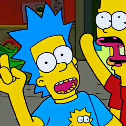 Image similar to bart simpson in rick and morty 4 k quality super realistic