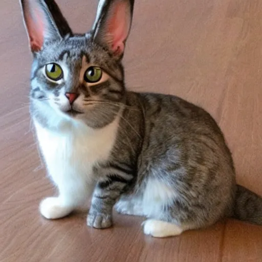 Prompt: half cat half bunny