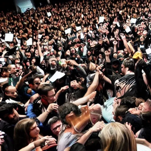 Prompt: Raining $100 bills, crowd fighting over money