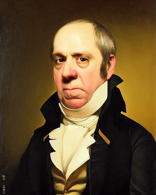 Prompt: facial portrait of paul giamatti as william henry harrison, a character portrait by charles willson peale, reddit contest winner, american romanticism, oil on canvas painting, creative commons attribution, detailed painting