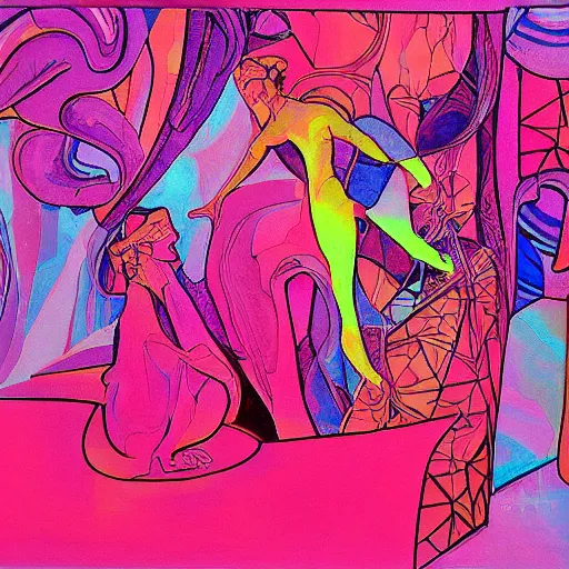 Prompt: wish animated painting by john. podesta ( ). sparallelising. nedynamic synthesizers ralph perfect color holographic pink, 3 d wonderful smooth lighting pink marble figures