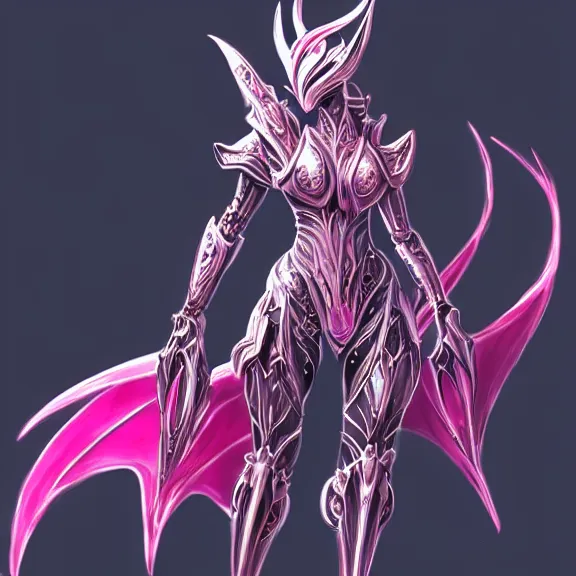 Prompt: highly detailed exquisite fanart, of a beautiful female warframe, but as an anthropomorphic robot dragon, shiny silver armor engraved, Fuchsia skin beneath the armor, sharp claws, long tail, robot dragon hands and feet, elegant pose, close-up shot, full body shot, epic cinematic shot, professional digital art, high end digital art, singular, realistic, DeviantArt, artstation, Furaffinity, 8k HD render