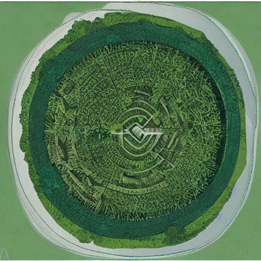 Image similar to top view of an illustration of an architectural plan view of a labyrinth of the deforestation in amazona crisis