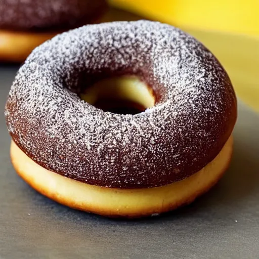 Image similar to delicious chocolate donut filled with custard