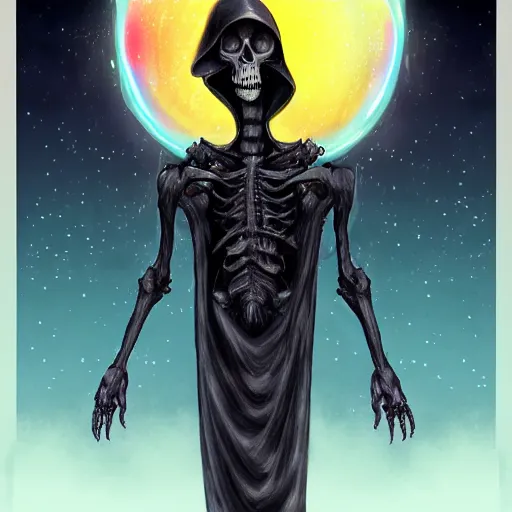 Image similar to the grim reaper at the height of its power, cosmic horror, digital art