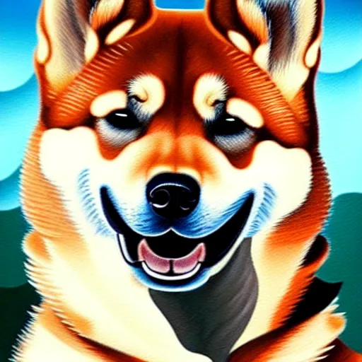 Image similar to epic professional oil painting of a shiba inu dog, epic, stunning, gorgeous, intricate detail, much wow, 4K, masterpiece