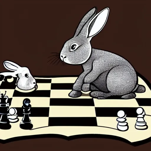 Image similar to a rabbit playing chess, cartoon style, realistic,