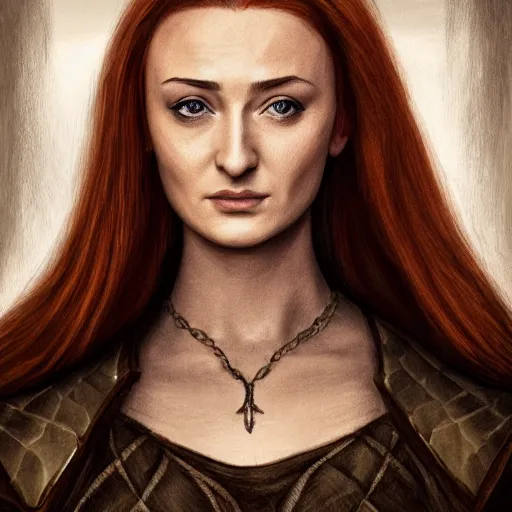 Prompt: portrait sansa stark, high detail, dramatic light