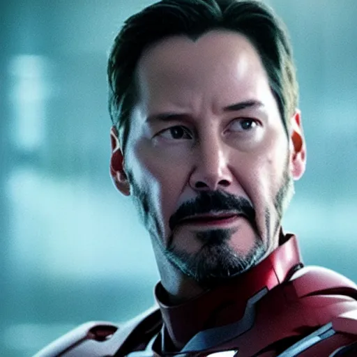 Image similar to keanu reeves as iron man in endgame