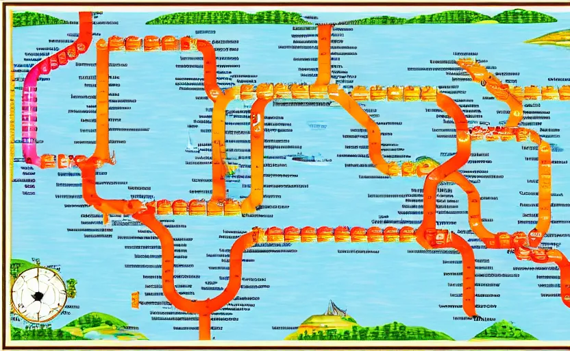 Image similar to metro map, large, detailed, islands