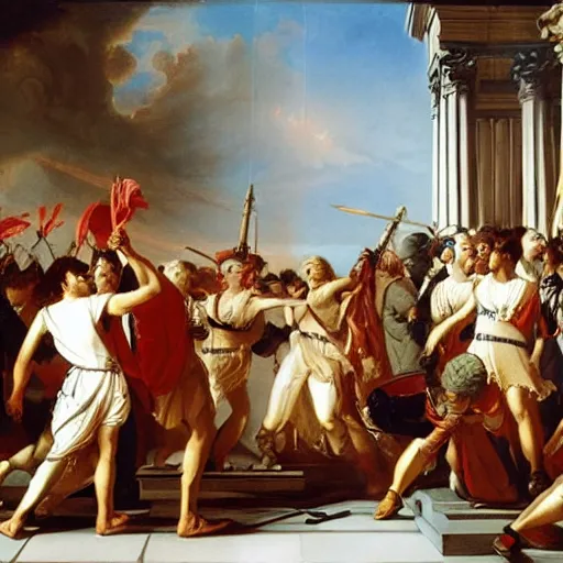 Prompt: pyrrhic victory, painting by johann peter krafft,