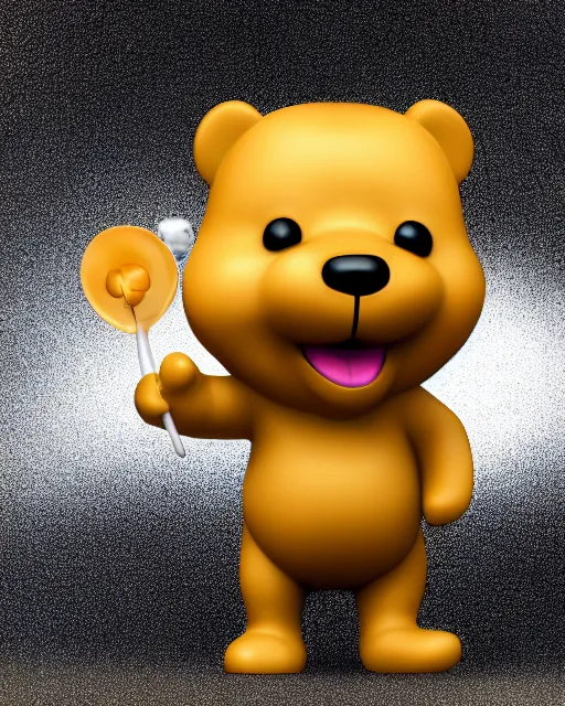 Image similar to full body 3d render of winnie poo as a funko pop, studio lighting, white background, blender, trending on artstation, 8k, highly detailed