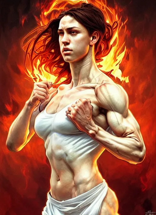 Image similar to portrait of aggressive eden hazard, d & d, muscular! white, fire, fantasy, intricate, elegant, highly detailed, digital painting, artstation, concept art, smooth, sharp focus, illustration, art by artgerm and greg rutkowski and alphonse mucha