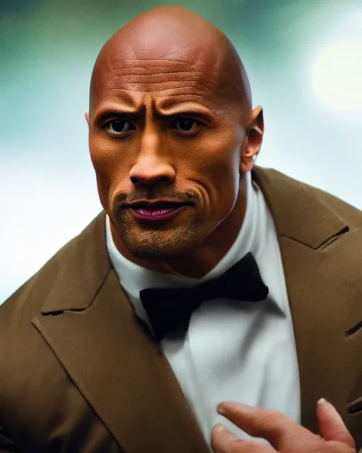 Prompt: film still close up shot of dwayne johnson as inspector clousea. photographic, photography