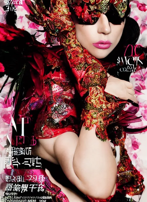 Image similar to lady gaga styled by nick knight posing asian themed, vogue magazine, Highly realistic. High resolution. Highly detailed. Dramatic. 8k.4k.