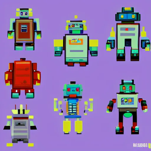 Prompt: boy robot character pixel art animation sheet