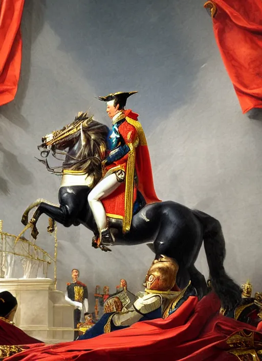 Prompt: the coronation of napoleon painting and sci - fi organic sport car model 3 d realistic render