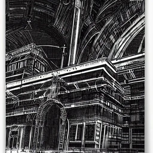 Image similar to sci - fi piazza del duomo, florence, wires, by tsutomu nihei