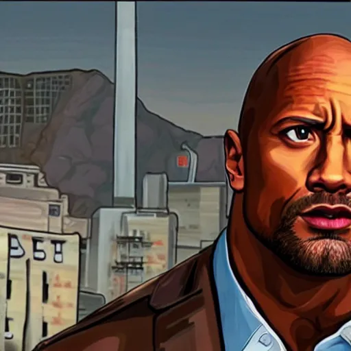 Prompt: Dwayne Johnson in GTA art style