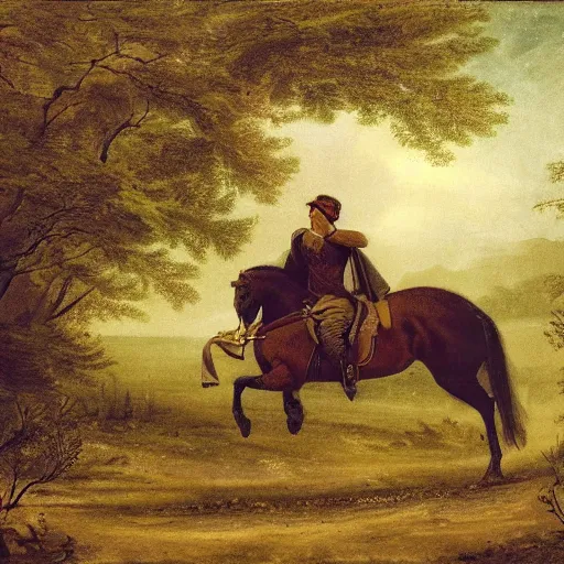 Image similar to a man taming a horse in the forest. Detailed Photograph.