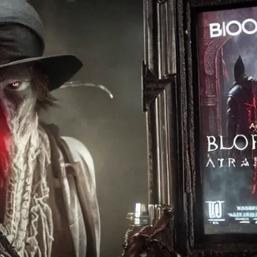 Prompt: A still image from the new Netflix live action adaptation 'Bloodborne' featuring a spooky soda machine