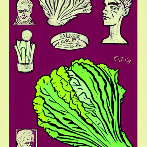 Prompt: cabbage head 50s art style