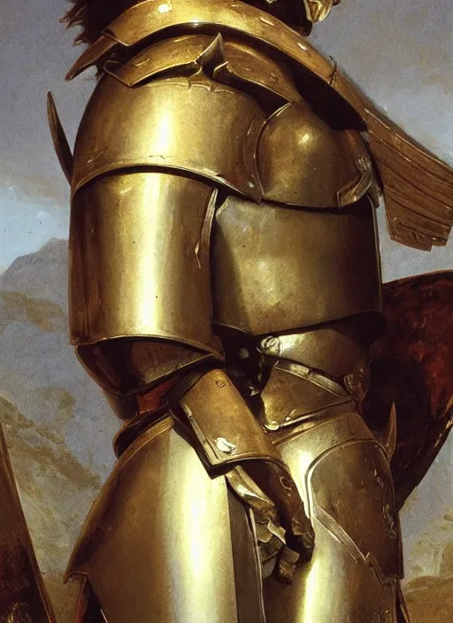 Prompt: close - up of an ancient greek character in armor, by ilya kuvshinov, by thomas lawrence, by bayard wu, symmetrical