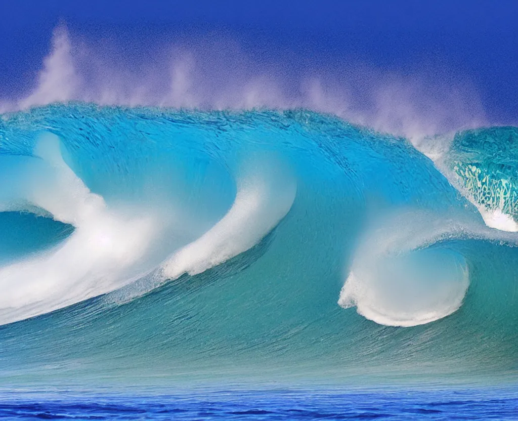 Image similar to banzai pipeline barrel, photo by clark little ; ultra - realistic 3 d depth shading ; third reef pipeline by katsushika hokusai