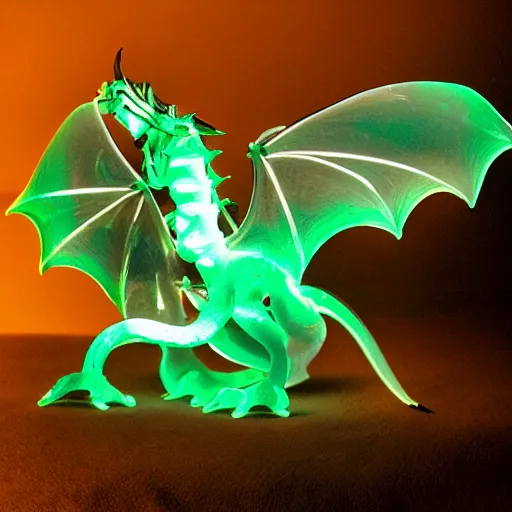 Image similar to a translucent bioluminescent dragon