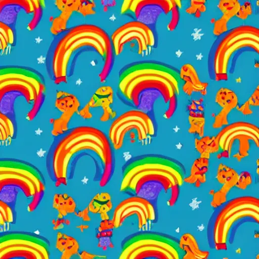 Image similar to ((((seamless pattern)))) of rainbow cats!!!!